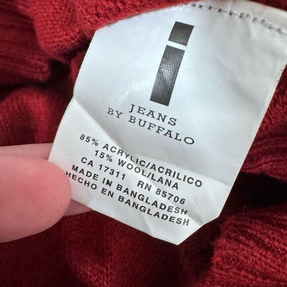 I Jeans By Buffalo Men’s Red Wool Blend Sweater Winter Theme Size Medium - Picture 8 of 11